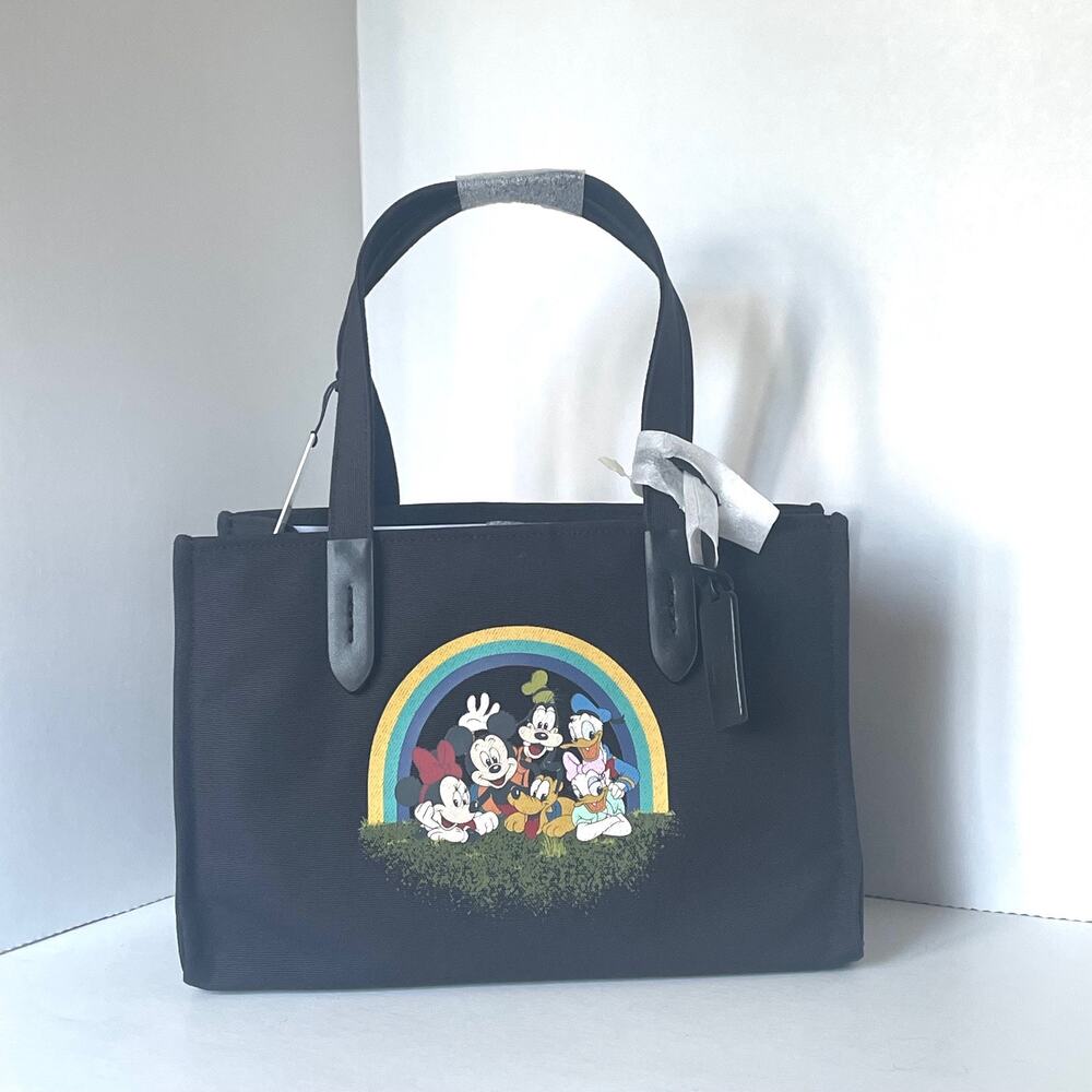 Disney x Coach Tote 30 Mickey Mouse Friends Black Canvas Leather CS533